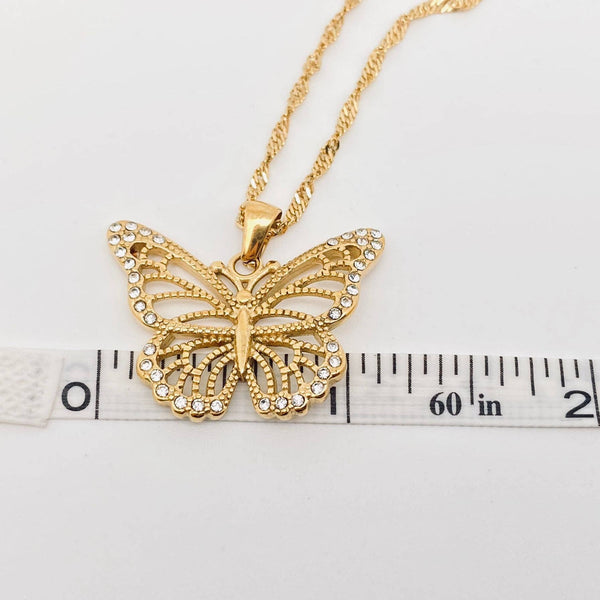 FGS - 18K Gold Plated Butterfly Charm Pendant Necklace