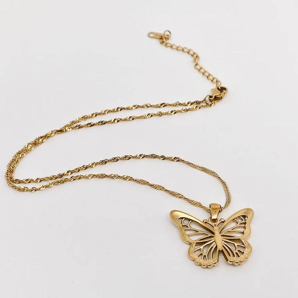 FGS - 18K Gold Plated Butterfly Charm Pendant Necklace