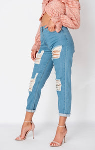 Distressed Mom Jeans