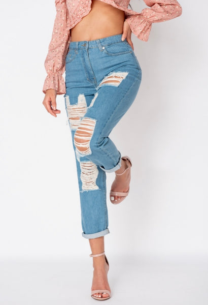 Distressed Mom Jeans